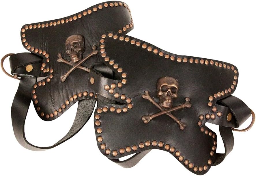 Museum Replicas Black Leather Jolly Roger Pirate Boot Toppers