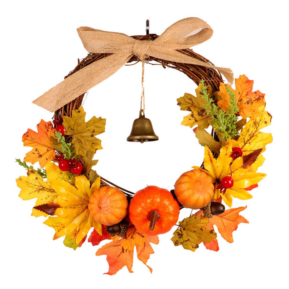 30cm Rattan Berry Maple Leaf Fall Door Wreath Door Wall Ornament Halloween