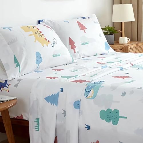 KaceMoo Juego de sábanas King de 4 piezas con estampado floral beige, sábanas bohemias de microfibra de bolsillo profundo, lujosas, suaves,