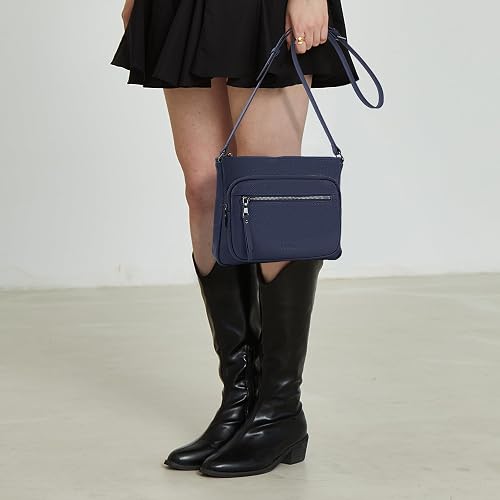 befen Genuine Leather Crossbody Bags for Women Medium Size over the Shoulder Purse for Women with Multi Zip Pockets - Image 2