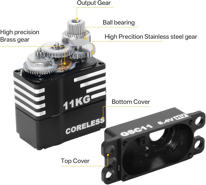 Servo digital coreless GOTECK 11KG de alta torque para RC miniatura 4