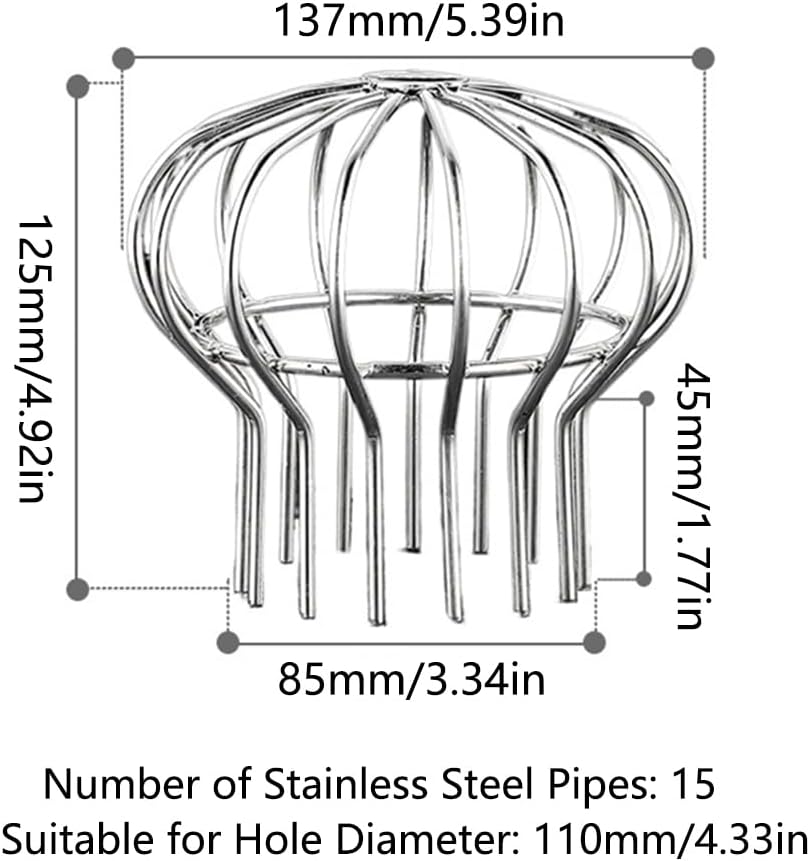 2Pcs 304 Stainless Steel Drain Outdoor Roof Anti-Blocking Line Cap Drain Cover Gutter Protector Cleaner Gutter Cleaning Tools (4.92 * 5.39in)