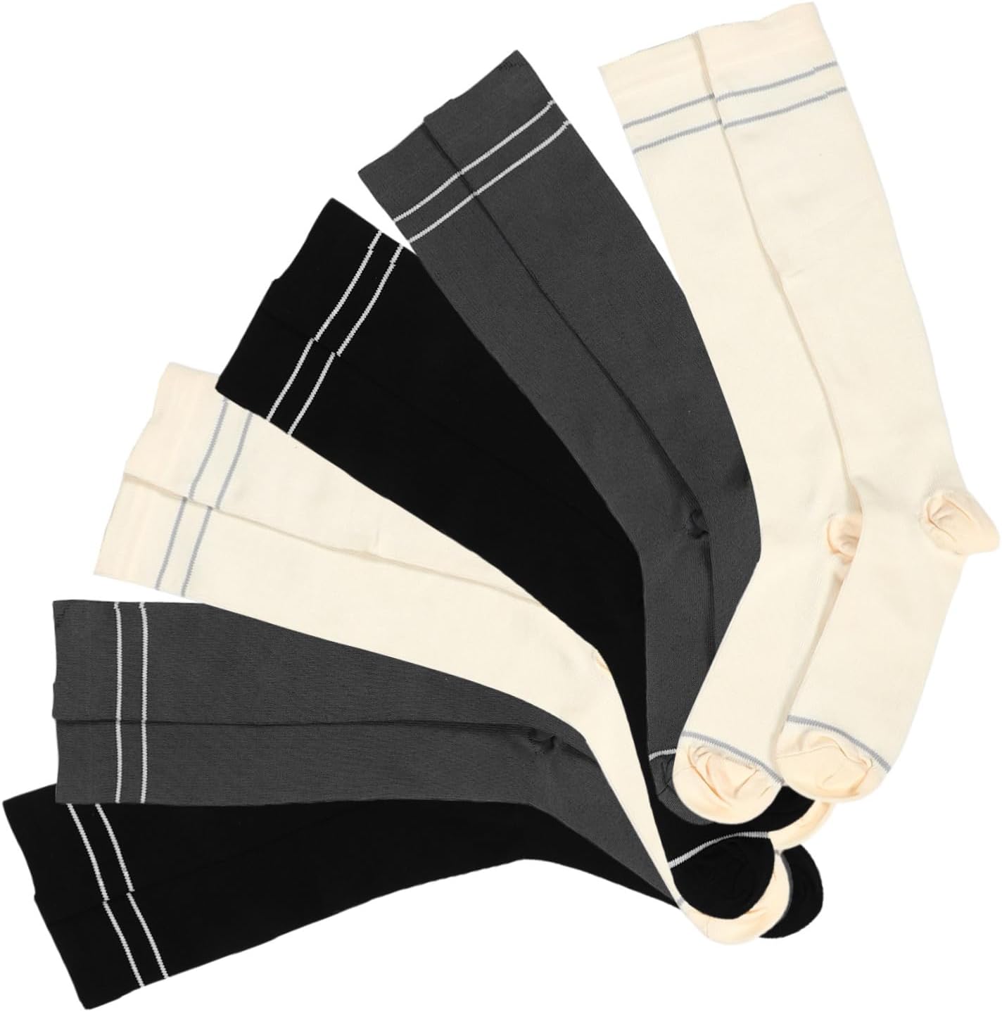 6 Pairs Wide Calf Compression Socks for Women Long Nylonlike Support Stockings for Yoga Travel Nurses Leg Fatigue Relief Socks Enhancing Leg Curves Suitable for Standing and