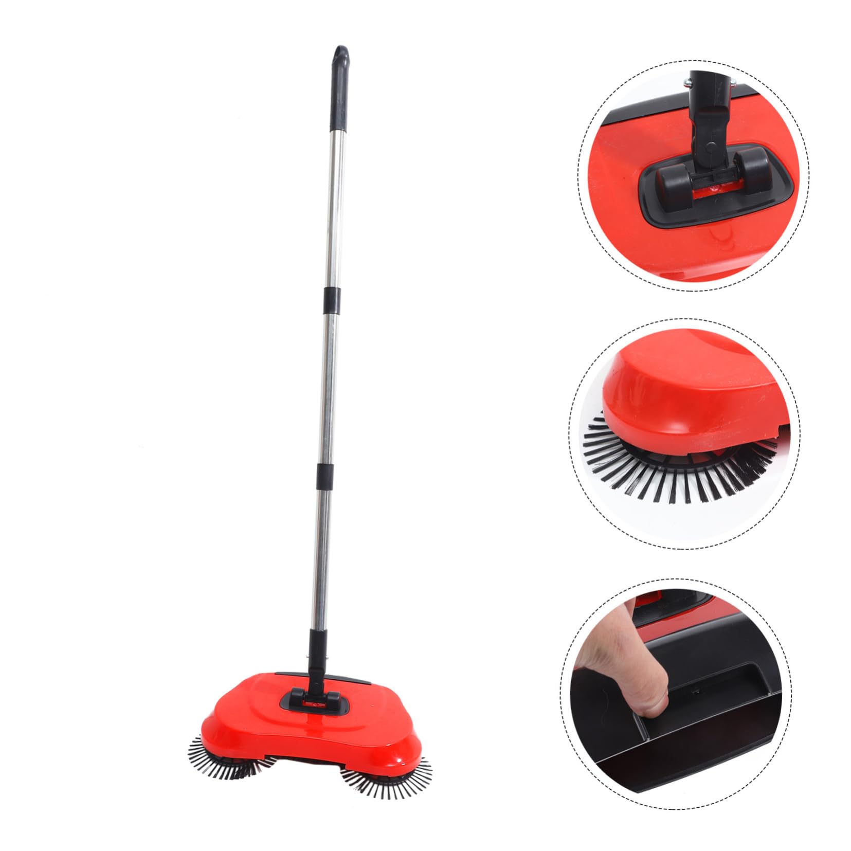 Balayeuse à Pousser Multifonction Rouge en Abs et Acier Inoxydable