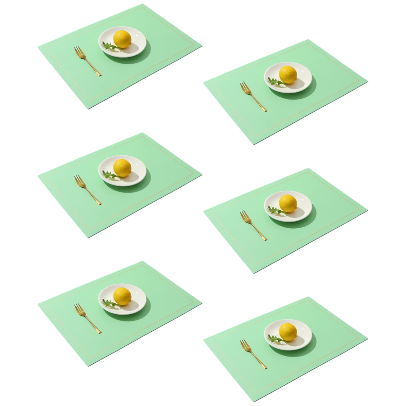 Set de table vinyle tissé lot de 6 lavable et résistant à la chaleur vert clair