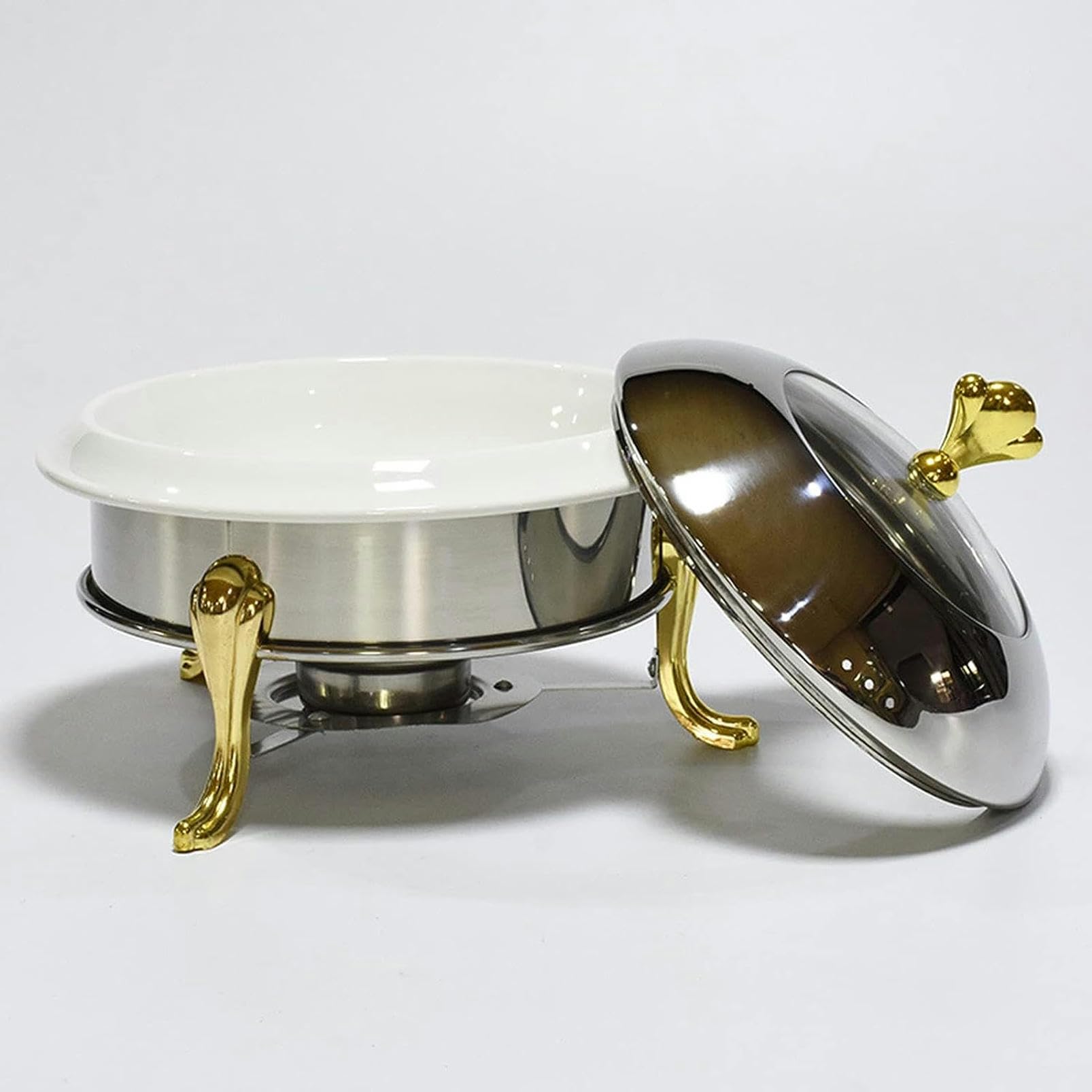 Calentador de Comida para Buffet - Bandeja calentadora de Comida, Buffet Calentador de Comida, Acero Inoxidable con Placa de Vidrio, Juego de ollas Calientes para Catering, Juego de ollas ca