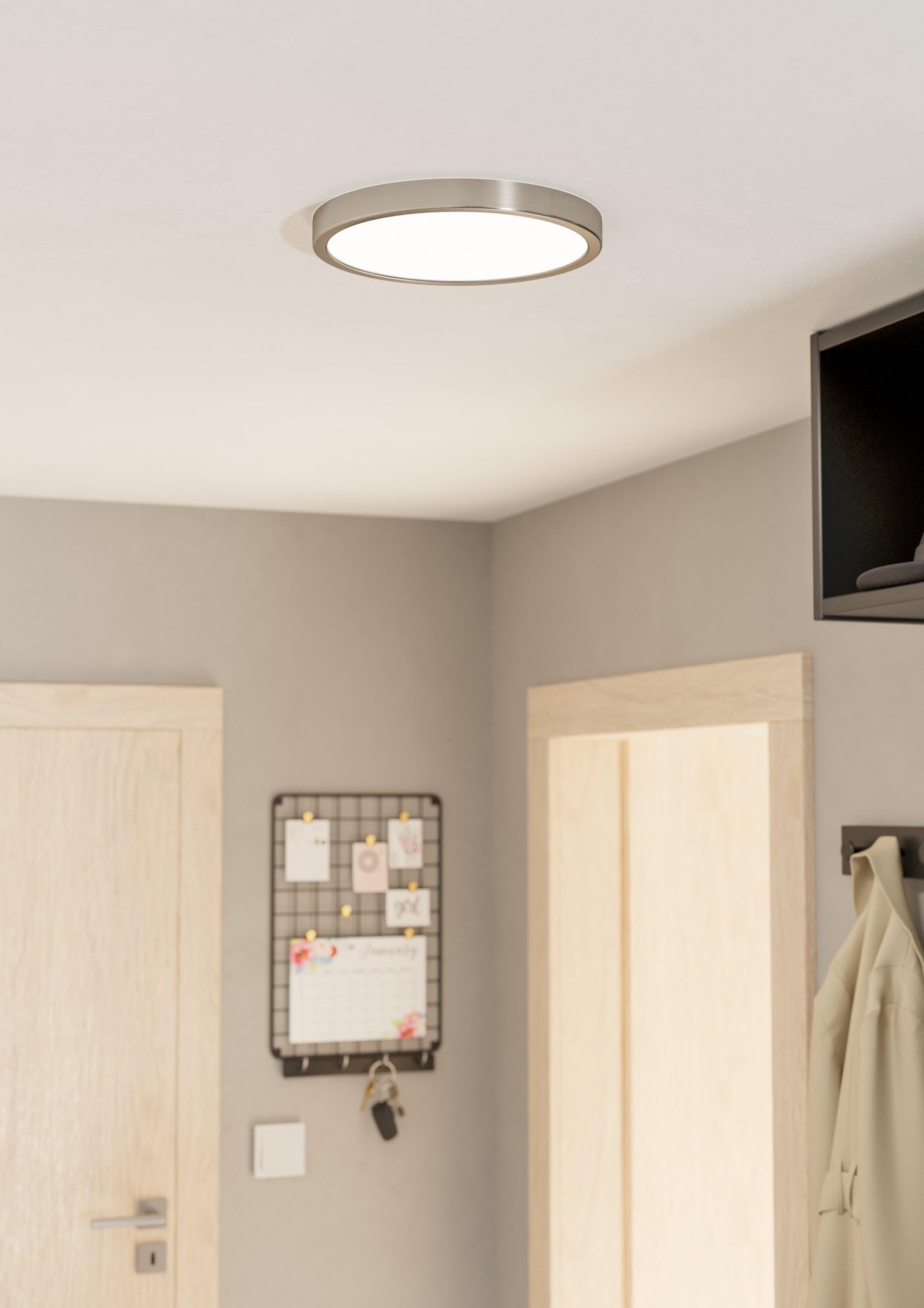 Eglo LED lampada da soffitto Fueva 5, Ø 28,5 cm, 1 fiamma, lampada | da montare in acciaio con diffusore in plastica, lampada da soffitto in nichel opaco, bianco, LED luce neutra