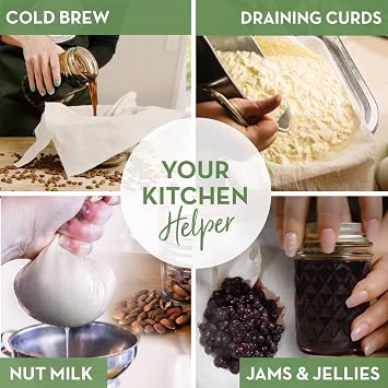 Organic Unbleached Cotton Cheesecloth GOTS Certified Muslin Cloth for Straining & Cooking, Reusable Kitchen Filter, Large 18 sq ft