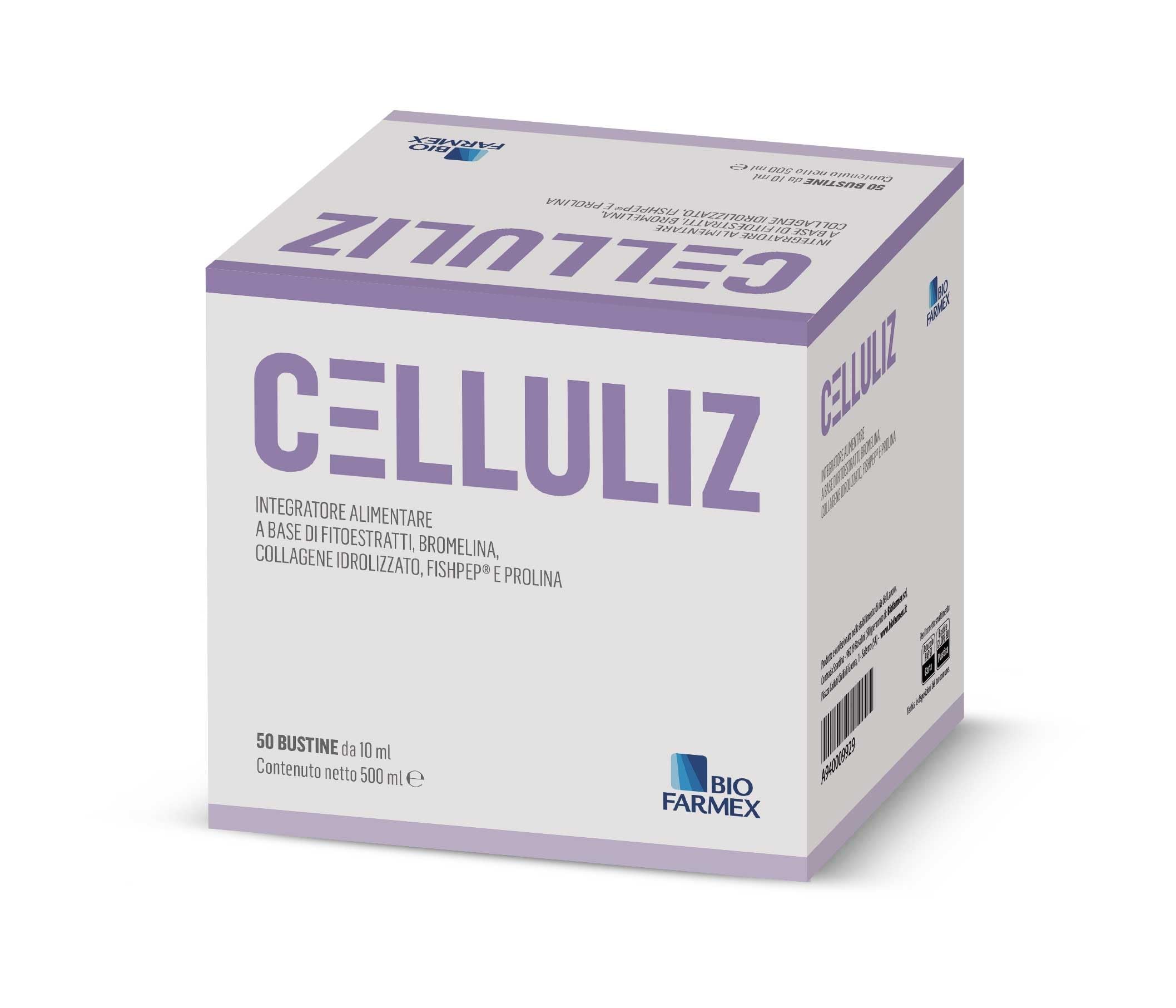 Integratore CELLULIZ 50 stick pack - con FITOESTRATTI, BROMELINA, COLLAGENE IDROLIZZATO, FISHPEP® E PROLINA