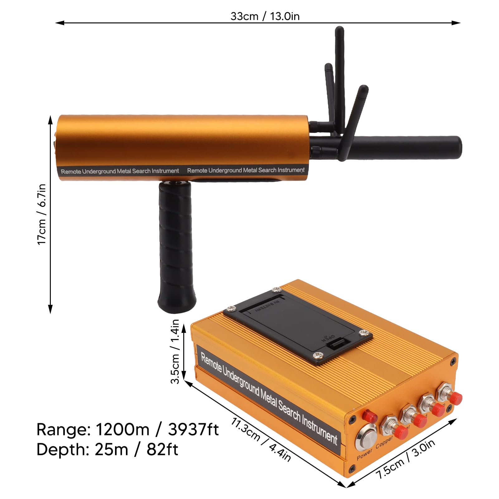 Fockety AKS Metal Detector, Portata 1200 Metri profondità 25M Localizzatore d'oro Ad Alta Precisione Scanner del Tesoro con 3 Antenne, Cercatore di Metalli a Ricerca Remota Ricaricabile