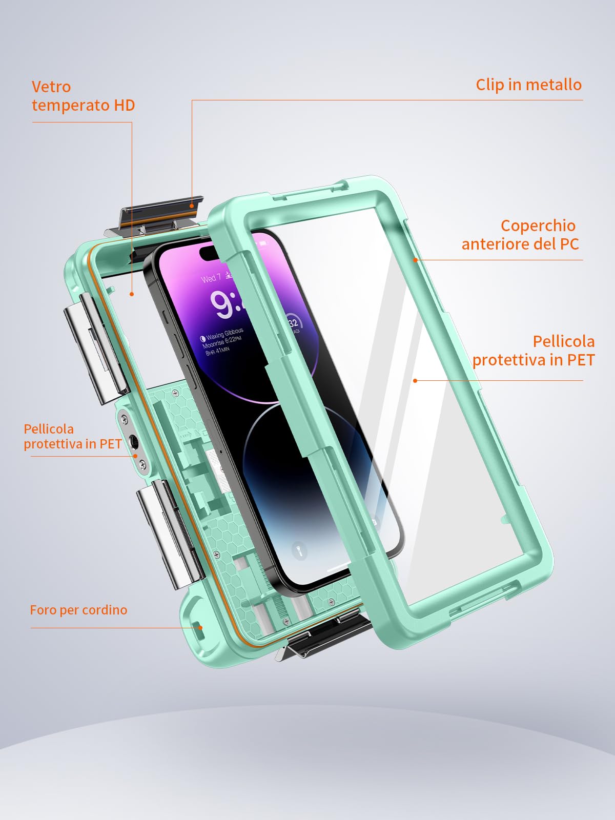 Lanhiem Custodia impermeabile[universale] Custodia per telefono protezione IPX8 ARA Custodia per iPhone Samsung Galaxy Huawei XiaoMi RedMi Oppo Vivo Smartphone 4.7-6.9'' 15M sotto Marine Cover