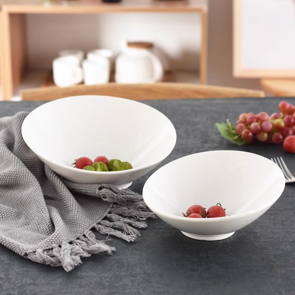 Miski do kuchni czysta biała ceramiczna ukośna miska kreatywna miska na sałatkę owocową miska na makaron domowa zastawa stołowa salaterka, jeden kolor S