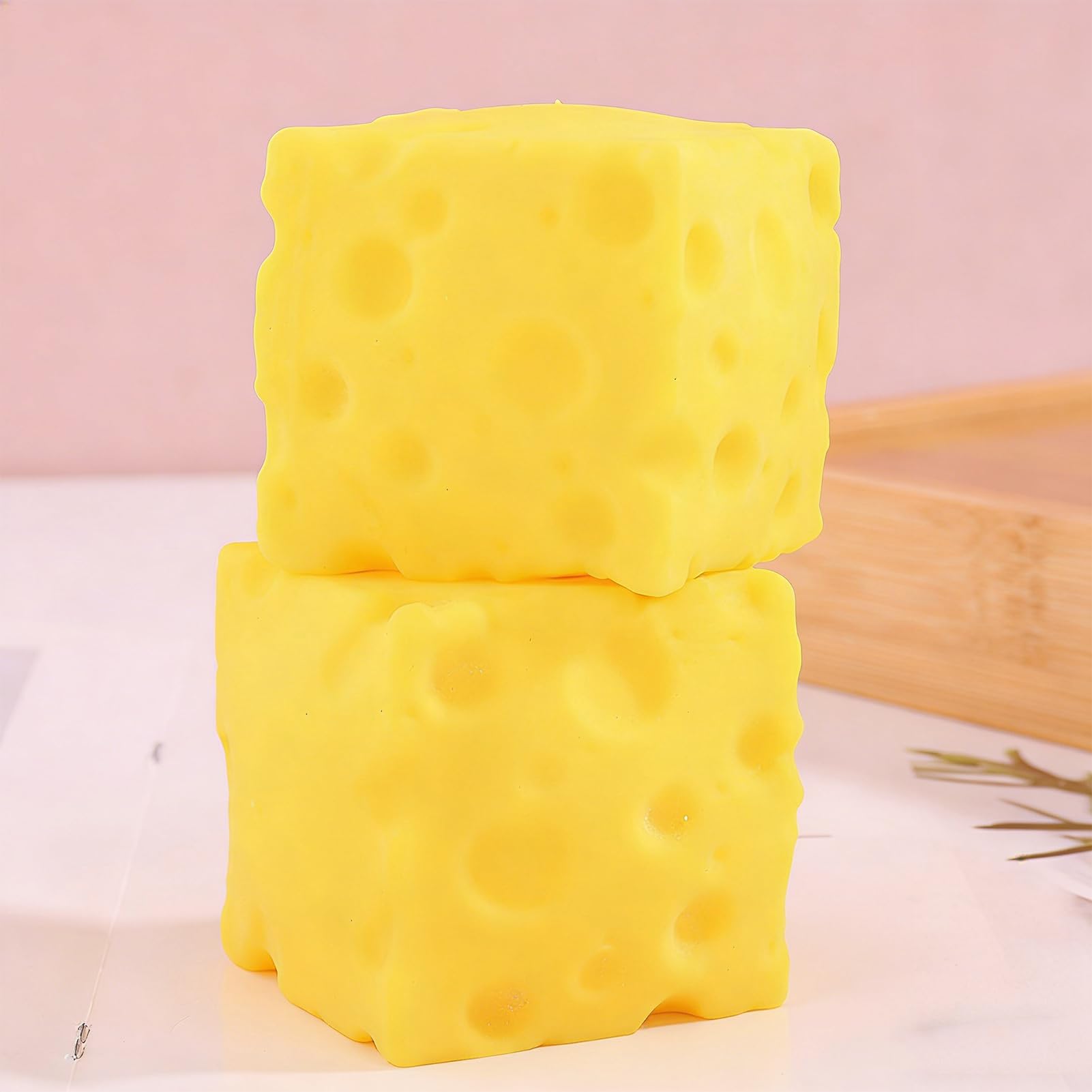 2PCS Cheese Squishy Big Cheese Stress Ball Lovely Unbreakable Cute Cheeses Squeeze Toy Anxiet-y Relief Fidget Toy Sensory Toys For Adults & Kids