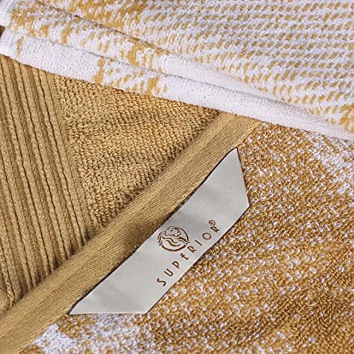 Superior Cotton Towel Set, Absorbent, Fast-Drying 6-Piece Towels, Bathroom Decor, Marble Solid Pattern, Includes 2 Bath, 2 Face, And 2 Hand Towels, Bronze #TOP4