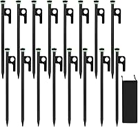 Vista 16 de 20 estacas de tienda de campaña, estacas resistentes de 16 pulgadas, estacas de acero forjado de 0.35 pulgadas de diámetro resistentes para tienda