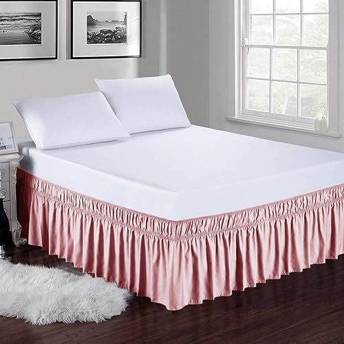 Miniatura 2 de Falda de cama envolvente alrededor de la cama, falda de cama de algodón elástico con volantes sedosos, suaves y sin arrugas, aspecto clásico