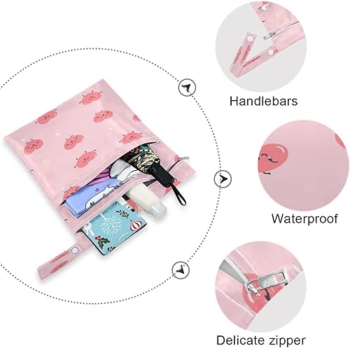 Miniatura 4 de ERKIES Cartoon Lovely Love Wet and Dry Bags 2Pcs Waterproof Reusable Multifunctional Organizer with Zippered Pockets Can be Used for Beach Travel Gym