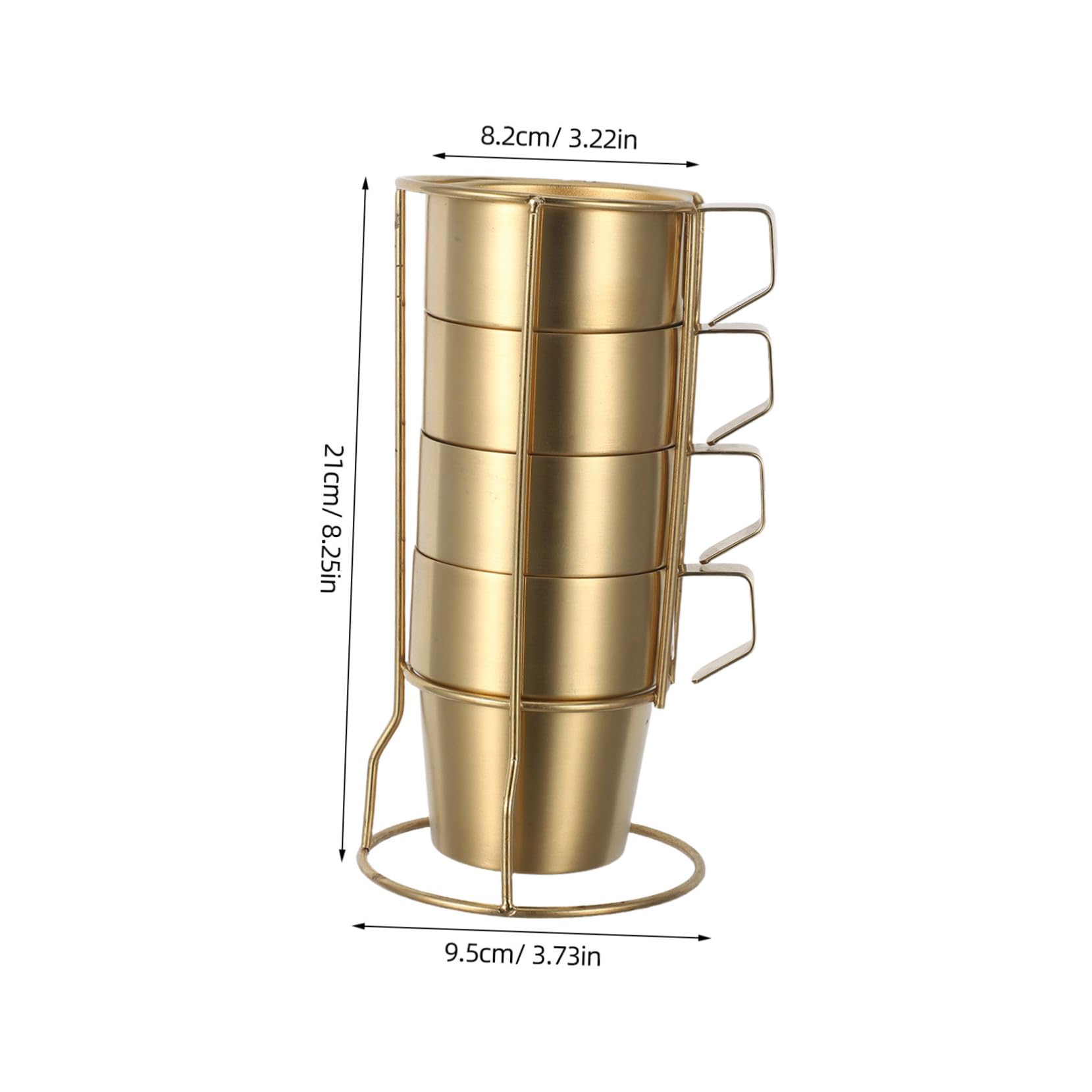 BESTYASH Taza Térmica de Doble Pared de Acero Inoxidable 300ml con Asa | Dorado, Apilable con Rejilla, 1 Juego, Apta para Capuchino y Bebidas Frías