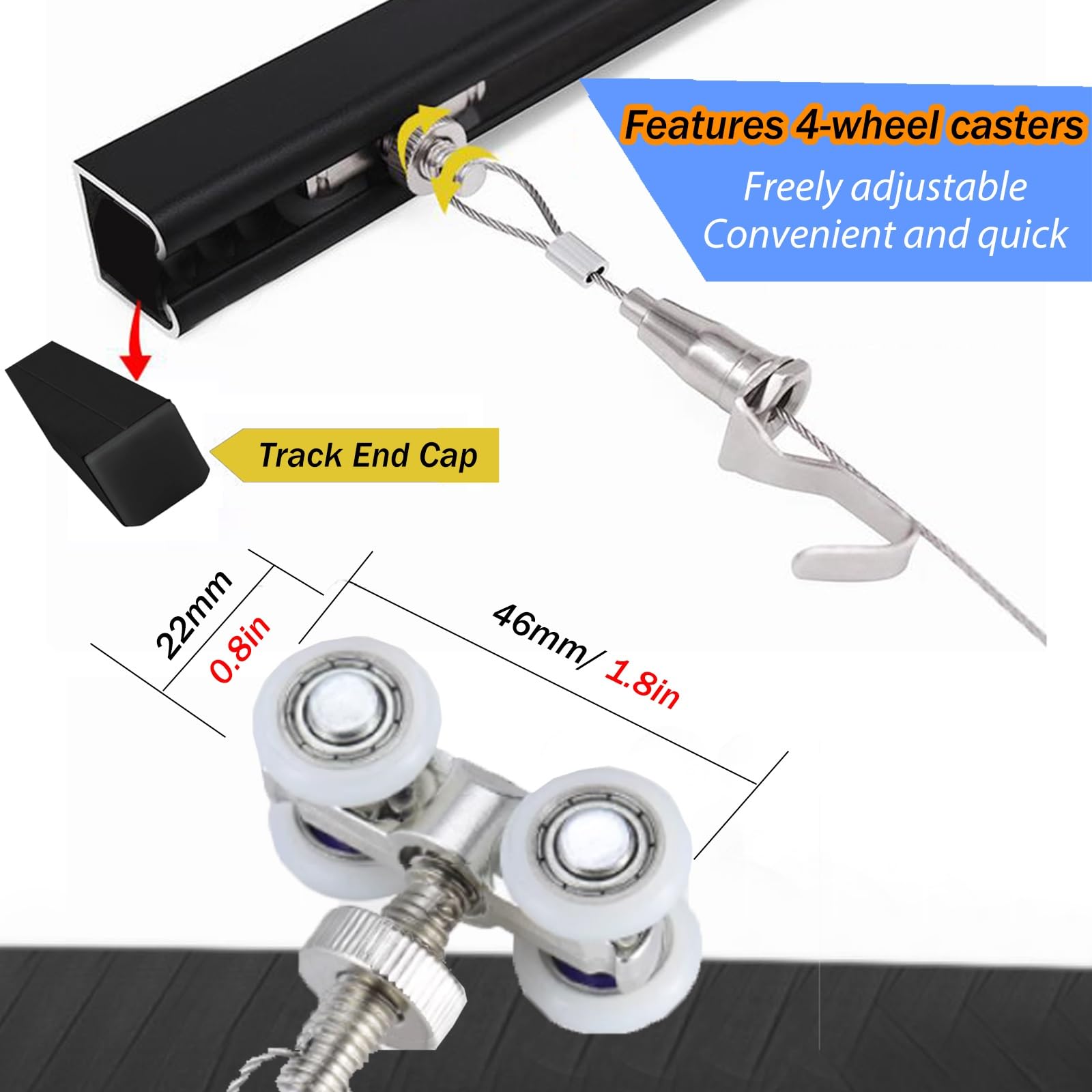 Bildaufhängeschiene Einfaches Fotowandsystem Mit Verschiebbarer Aluminium-Aufhängeschiene Für Bilderanordnungen, Galerie-Set Haken Für Familienfotos(2m/79"/6.6' Cable,L 2m/6.6' rail)