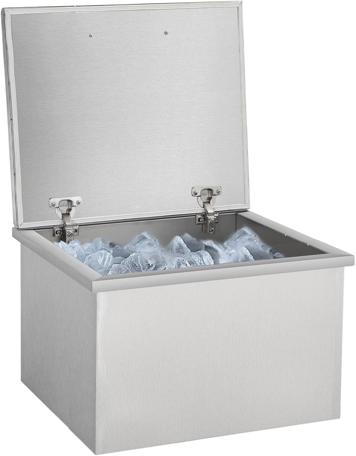 Drop in Ice Chest, 20L x 20W x 13H Inch Drop in Ice Bin with Hinged Cover, Drop in Ice Bin Included Drain-Pipe & Drain Plug for Cold Wine Beer