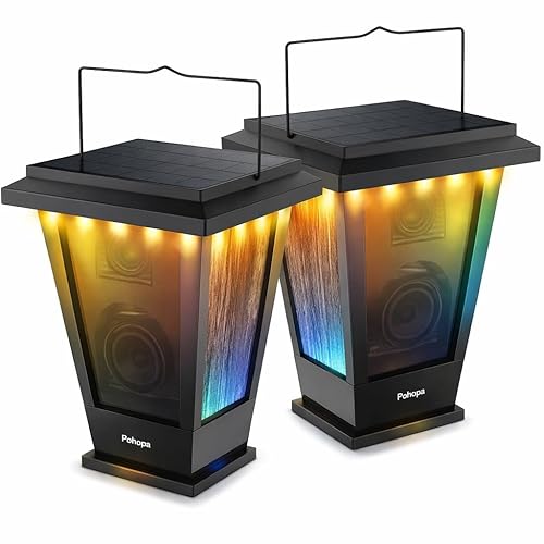 pohopa Bluetooth Speakers Waterproof, Solar Powered 2 Packs True Wireless