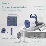 4-in-1 Pet Grooming Kit with Vacuum for Dog Shedding, 11000Pa Suction Power, Whisper Quiet, USA Design, Multi-Filtration System, 2.5L Trash Can, Auto-Protection, Low Noise, Home Grooming