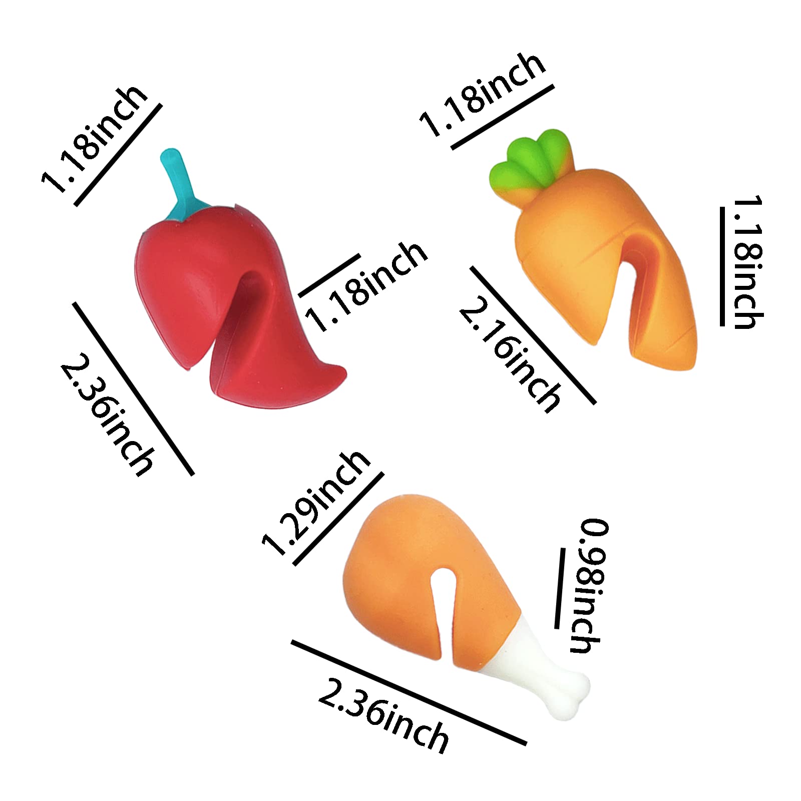 6Pcs Spill-stop Silicone Lid Lifter for Soup Pot - Heat Resistant, Keep Lids Open, Reduce Spills - Chicken Leg, Pepper, Carrot