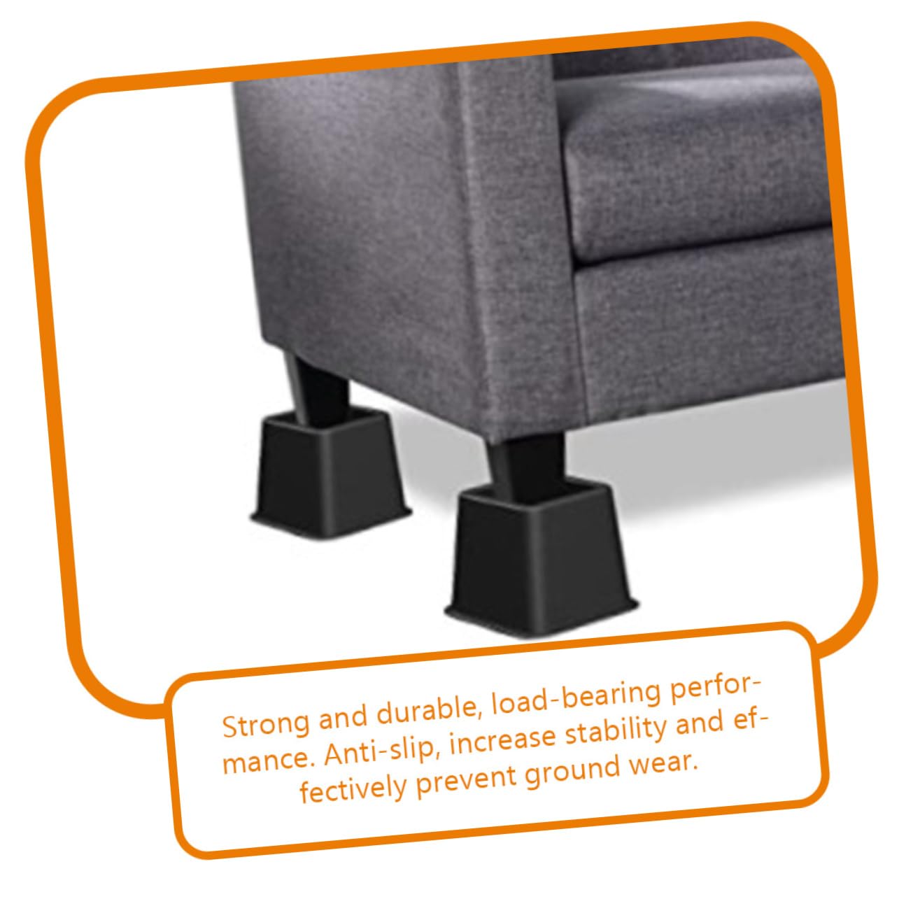 OUNONA 4pcs Furniture Risers for Bed Sofa Desk Lifts for Table Chair Heavy Duty Floor Protectors for Stability Height Extension for Space Saving