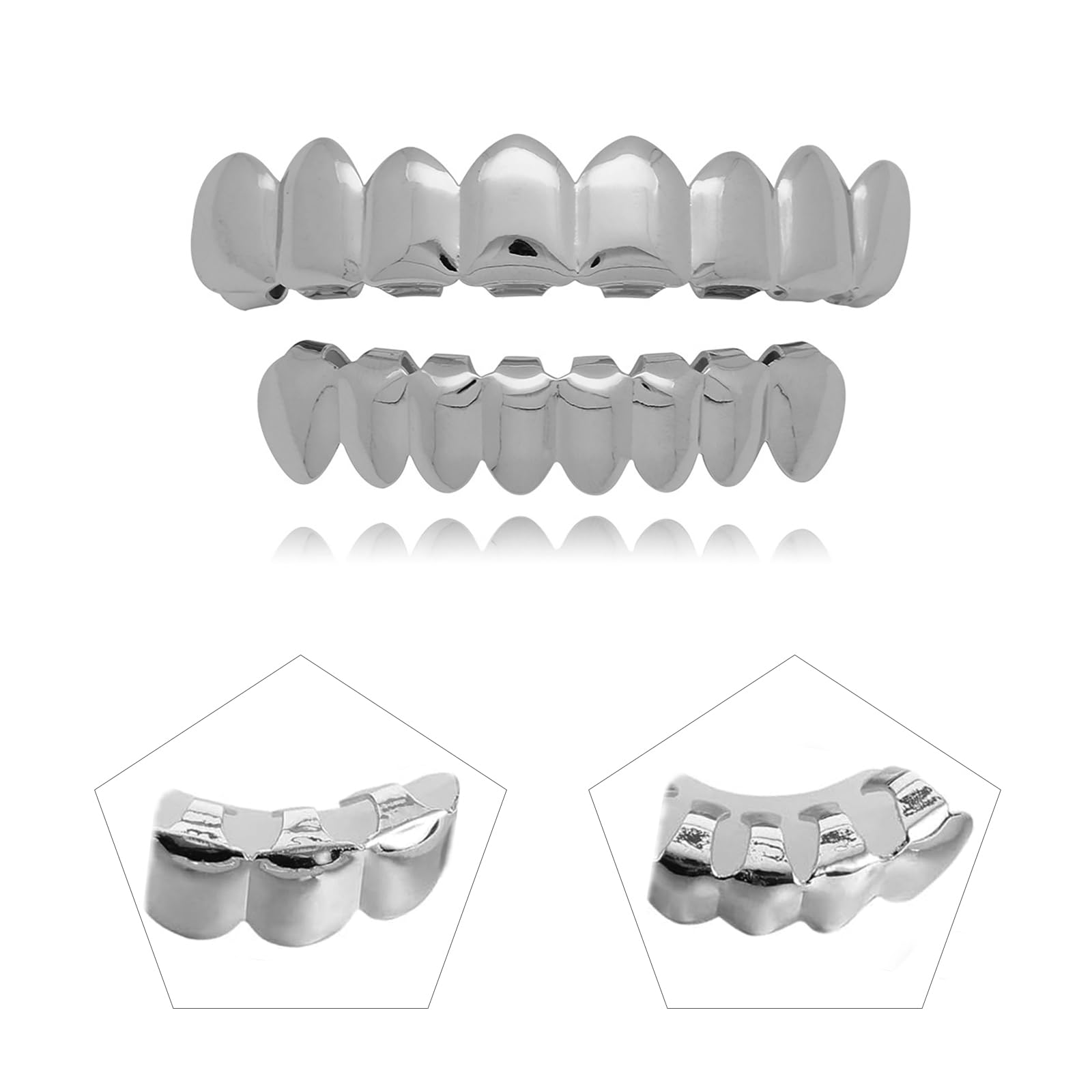 Qiwenr Hip Hop Teeth Grills, Rapper Braces, Bottom Grills, Hip Hop Custom Fit Polished Teeth Grillz - Image 4