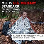 72 HRS (Pack of 4) MIL-SPEC 137 × 224 cm Emergency Blanket-Mylar Blanket, Thermal Blanket Emergency, Waterproof, Retains 90% Body Heat for Winter Camping, Hiking, First Aid, Extreme Weather