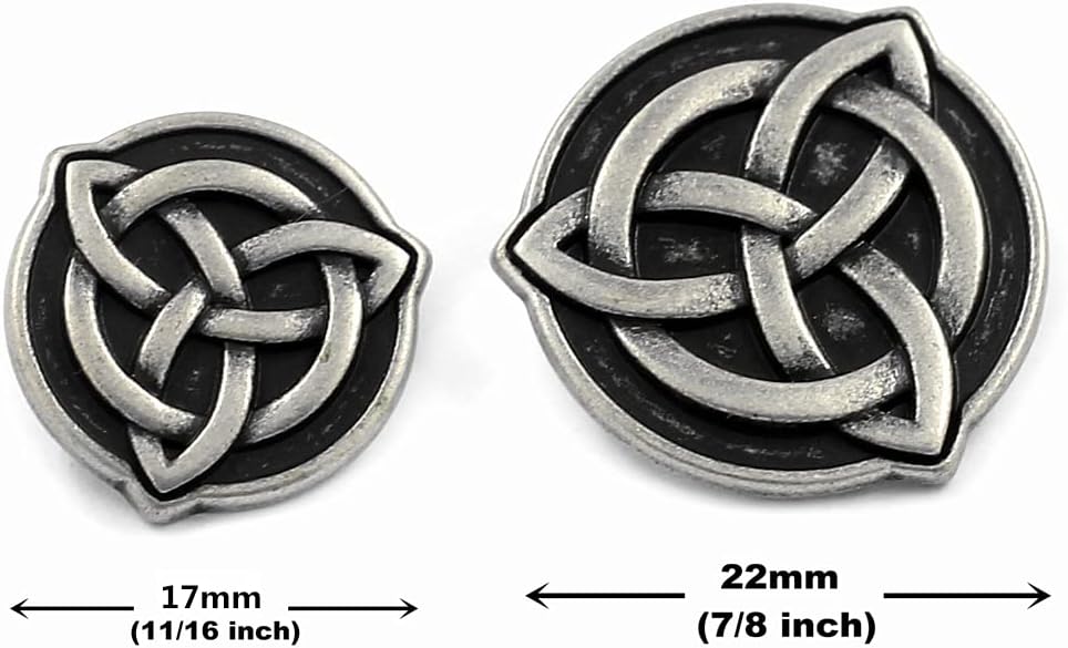 Bezelry Celtic Trinity Knot Metal Shank Buttons. Blazer Button Set. 3 Pcs of 22mm, 8 Pcs of 17mm (Antique Silver) (Pack of 2)