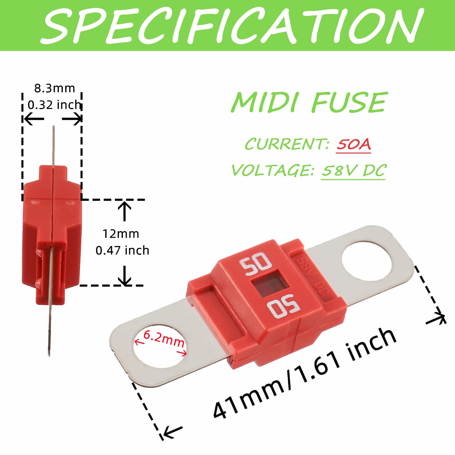 SIGANDG ANS Car Fuse Holder and 2pcs High Current Bolt-On Midi Fuses for Cars Trucks Vehicles50A Amps - Image 2