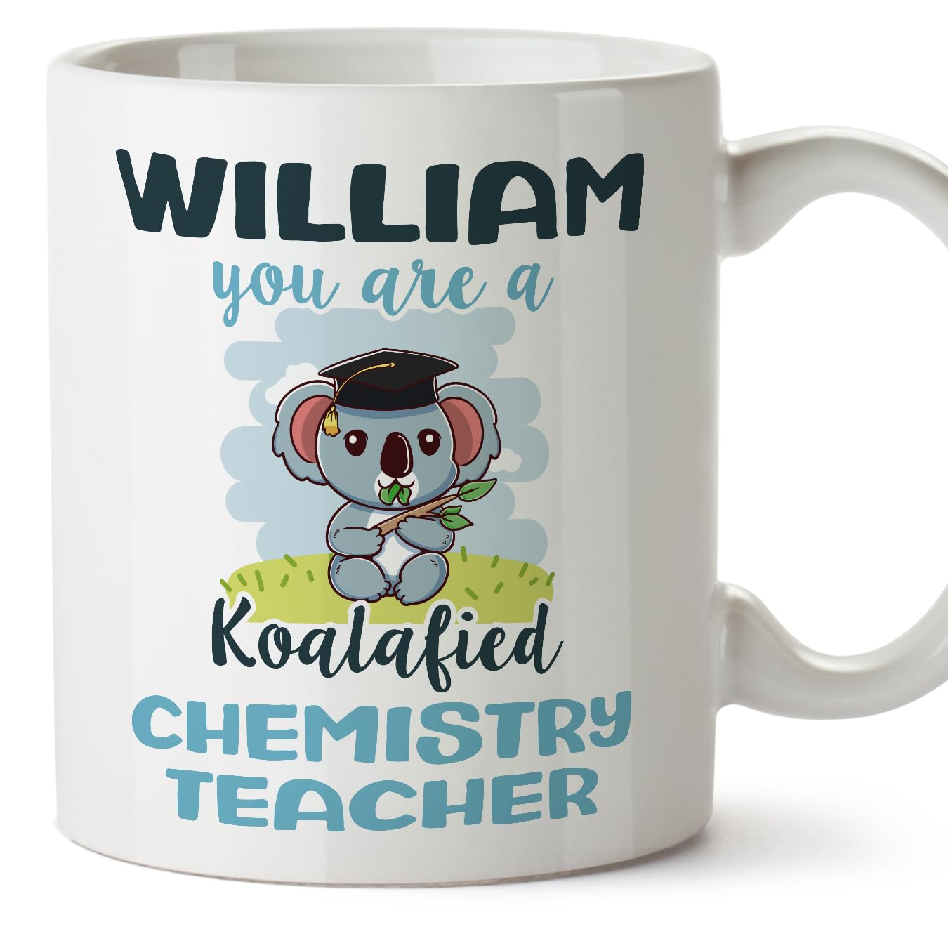 MUGFFINS Personalised Mug for Chemistry Teacher man - in English - Custom Koalafied - Funny Custom Gift for Colleagues - Ceramic 11oz Mug โ image 1