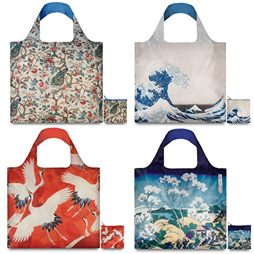 LOQI Museum2 Collection Pouch Reusable Bags, Multicolor, Set of 4