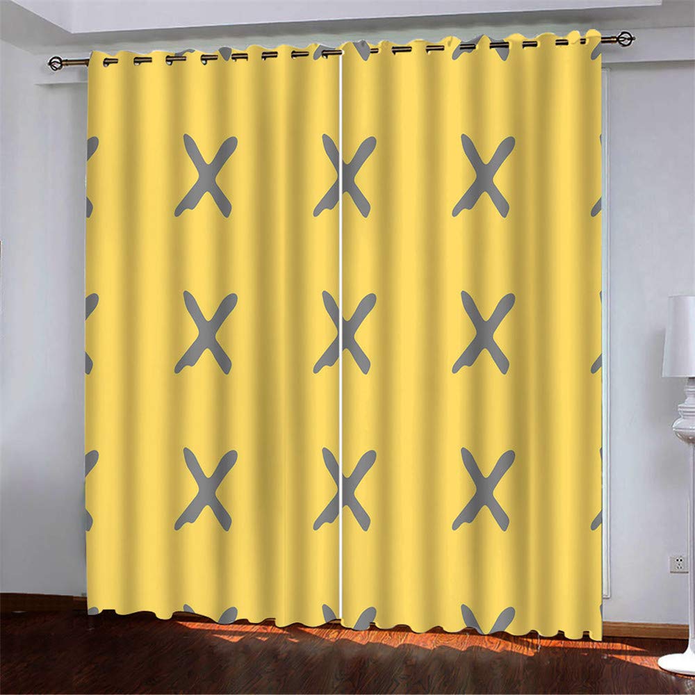 Gardinen Blickdicht Vorhänge 2er Set mit Ösen und Raffhalter, Morbuy 3D Drucken Modern Verdunkelungs Thermo Vorhänge Vorhänge-Set für Wohnzimmer Schlafzimmer (Graues Kreuz,140x245cm *2)