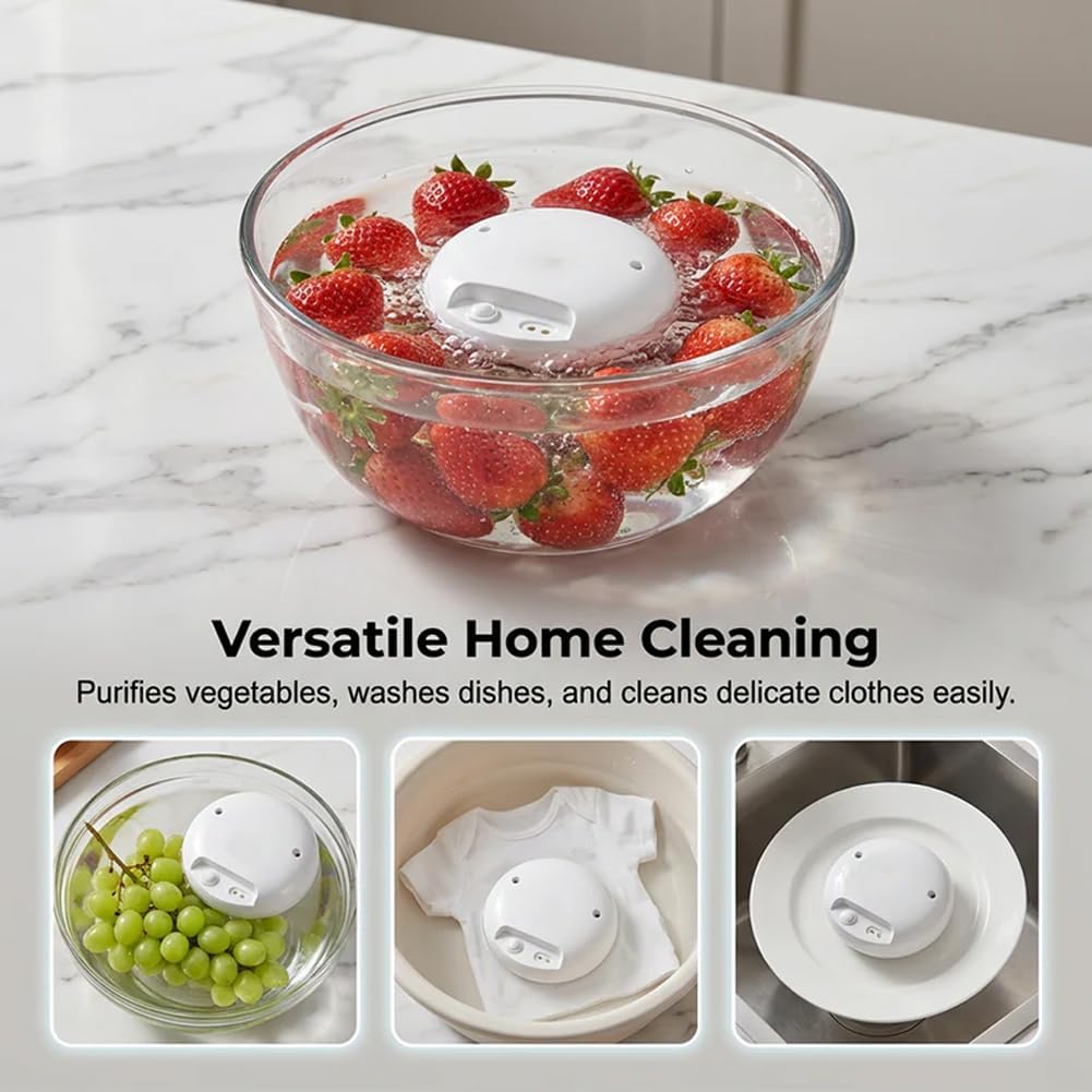 Portable Ultrasonic Fruit & Vegetable Washer, Fruit and Vegetable Washing Machine with Purification Technology, IPX7 Waterproof for Fresh Fruits Veggies & Seafood (1 Pcs)