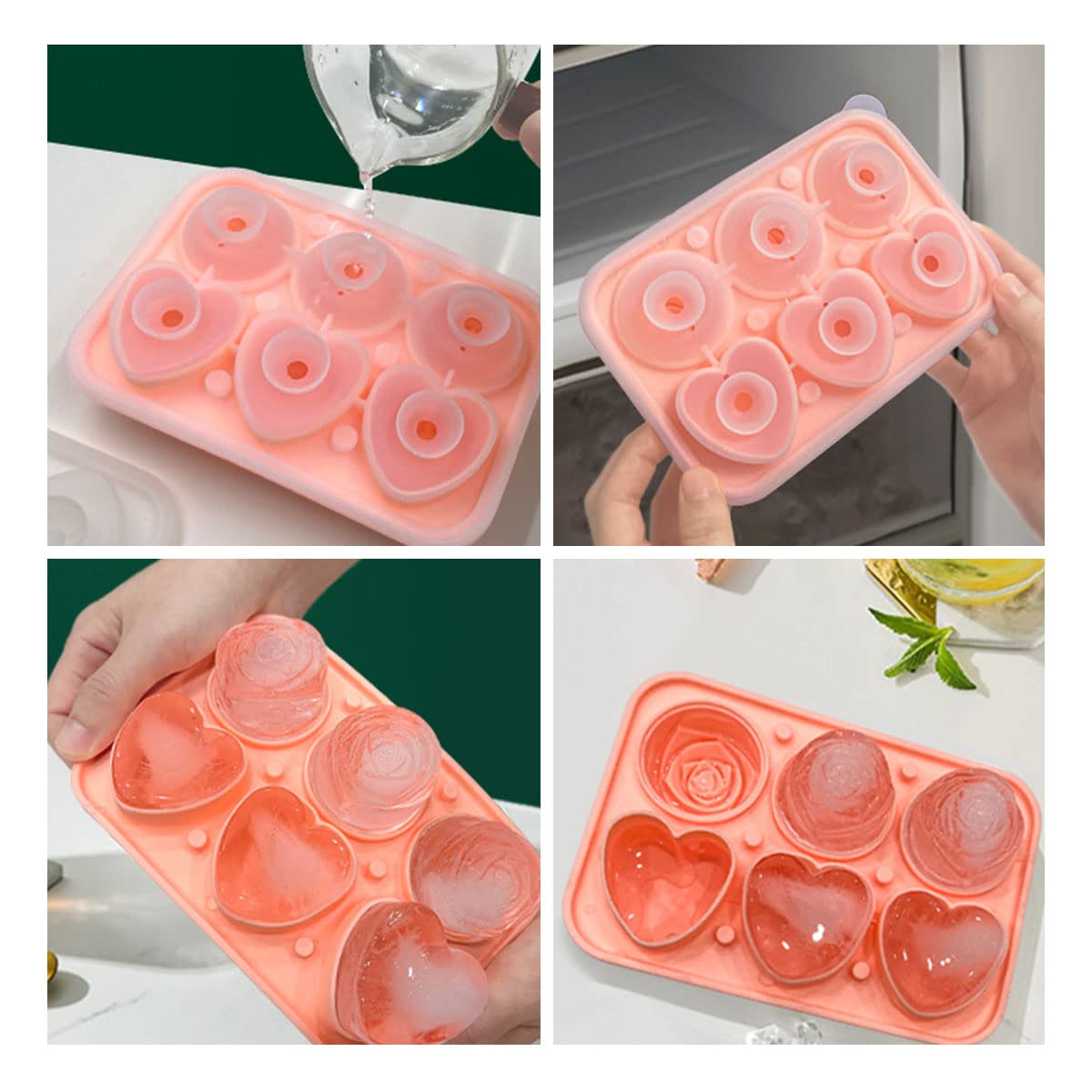 ⭐️製氷皿 シリコン 取り出しやすい 3Dローズ型ハート型 蓋付き 製氷器 Amazon | 製氷皿 シリコン 取り出しやすい 3Dローズ型ハート型 蓋付き