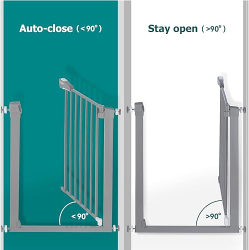 Miniatura 7 de BABELIO Puerta de metal para perro, extensión gris de 2.75 pulgadas, puerta extra ancha para mascotas para escaleras y puertas, puerta infantil