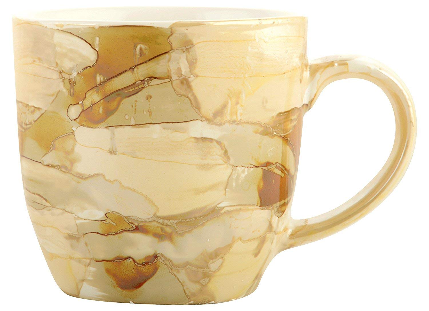 WOODENCLAVE Ceramic Studio Pottery Kullad Tea Coffee Cups | Microwave Safe Milk Mugs for Office Home Kitchen and Gifting | Elegant Handmade Clay Glasses for Traditional Drinks | Set of 6 (Gold-Brown)