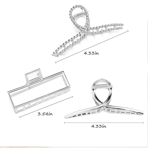 Miniatura 2 de Mehayi 3 pinzas de metal grandes para cabello grueso y pesado, pinzas de sujeción fuerte para cabello largo, accesorios de peinado de moda para
