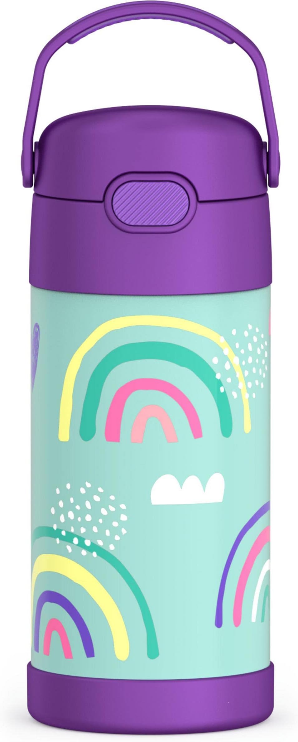 THERMOS FUNTAINER STAINLESS STEEL KIDS RAINBOWS BOTTLE 355ML, F40123RA, KIDS WATER BOTTLE WITH STRAW, INSULATED FLASK, HYDRATION BOTTLE WITH LID