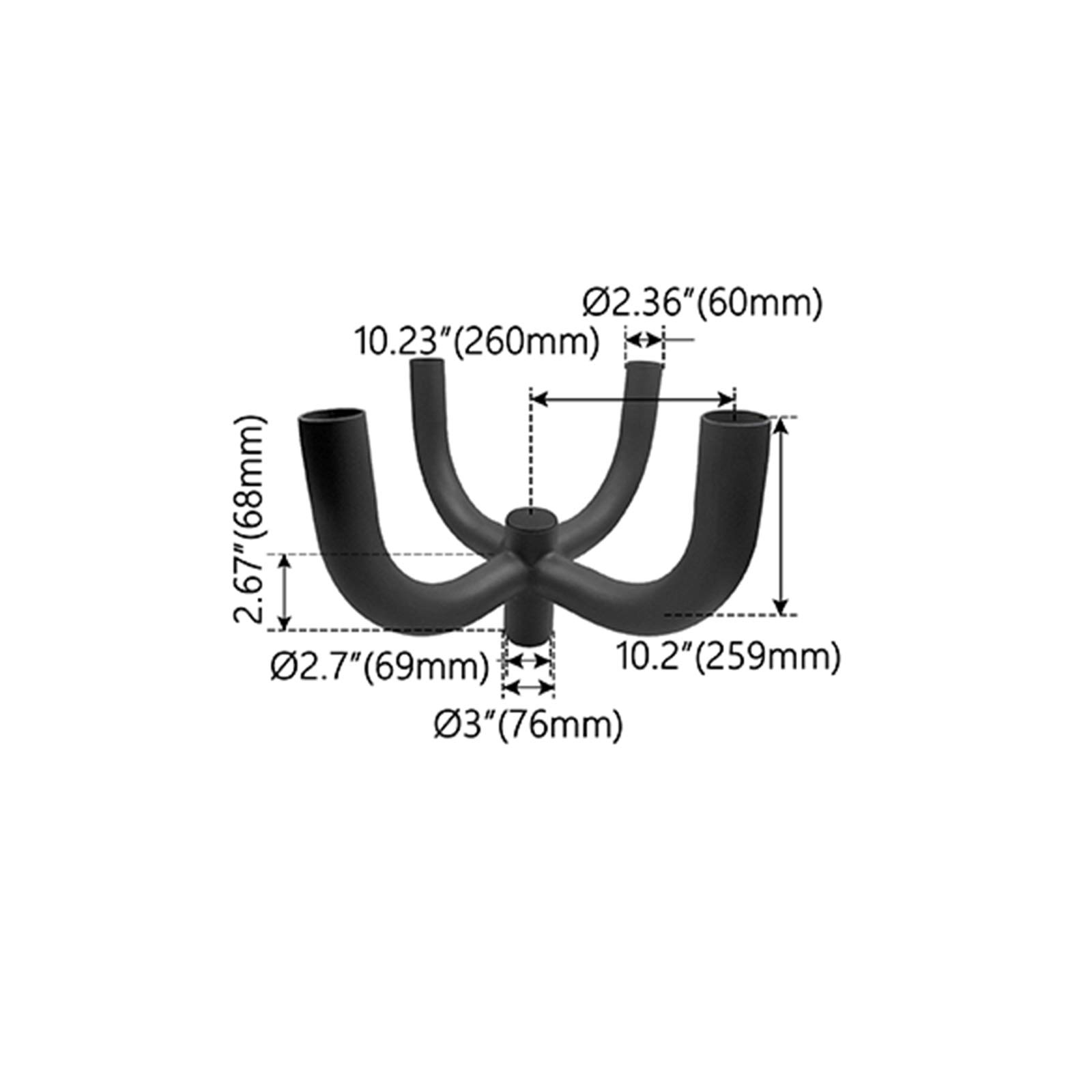 90 Degree Quad Bullhorn Tenon For 4 2-3/8" Slip Fit Lighting Fixture &ndash