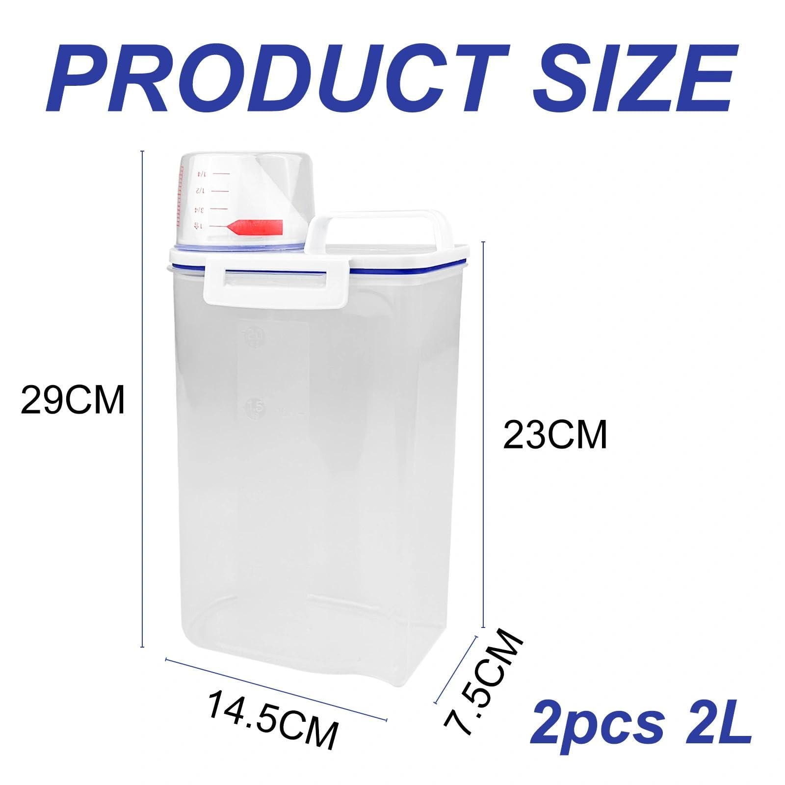 Chiluxendo Juego de 2 Contenedor Pienso Perros, Cubo para Alimentos con Vaso Medidor, Recipiente de Comida para Mascotas, Recipientes Almacenamiento Gatos, Botes Hermeticos Cocina, para Cereales, Arr