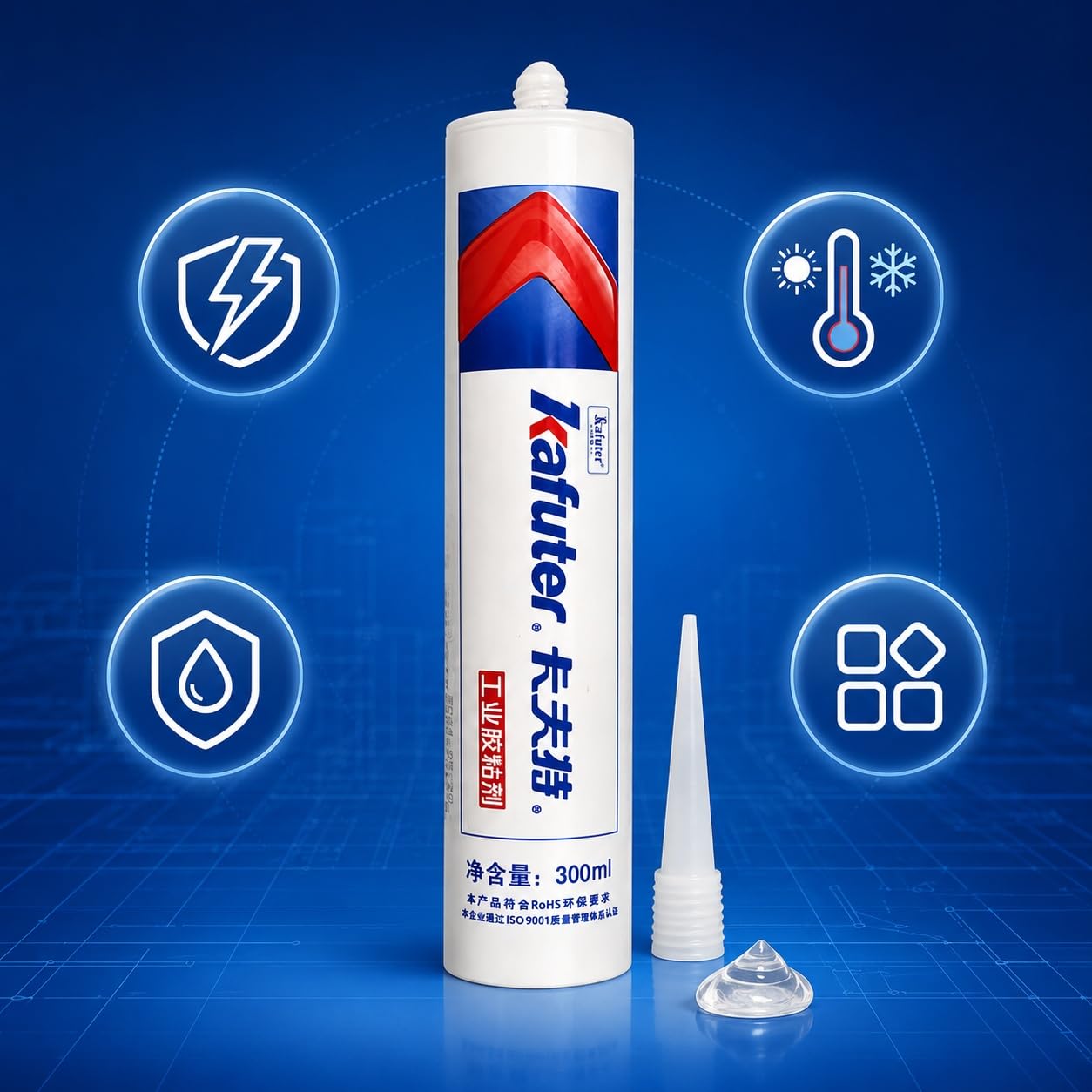 VIDOO Kafuter K-5933T Płynny Cement do Złączy, Niekorozyjny Mastyks Utwardzany Wilgocią do Ram Wyświetlaczy Optoelektronicznych - 300ml