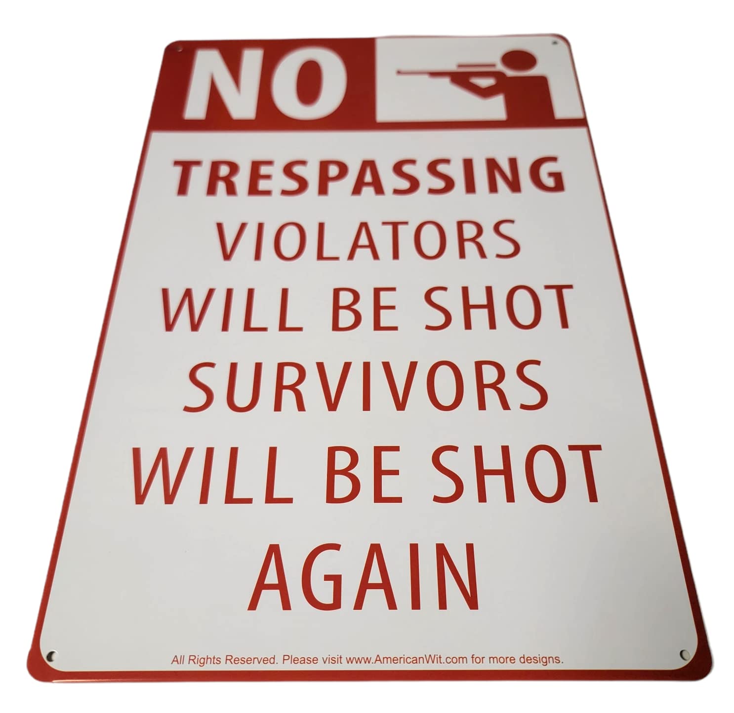 Targa in metallo, 20 x 30 cm, bombata, No Trespassing Survivors Will Be Shot Again, decorazione regalo