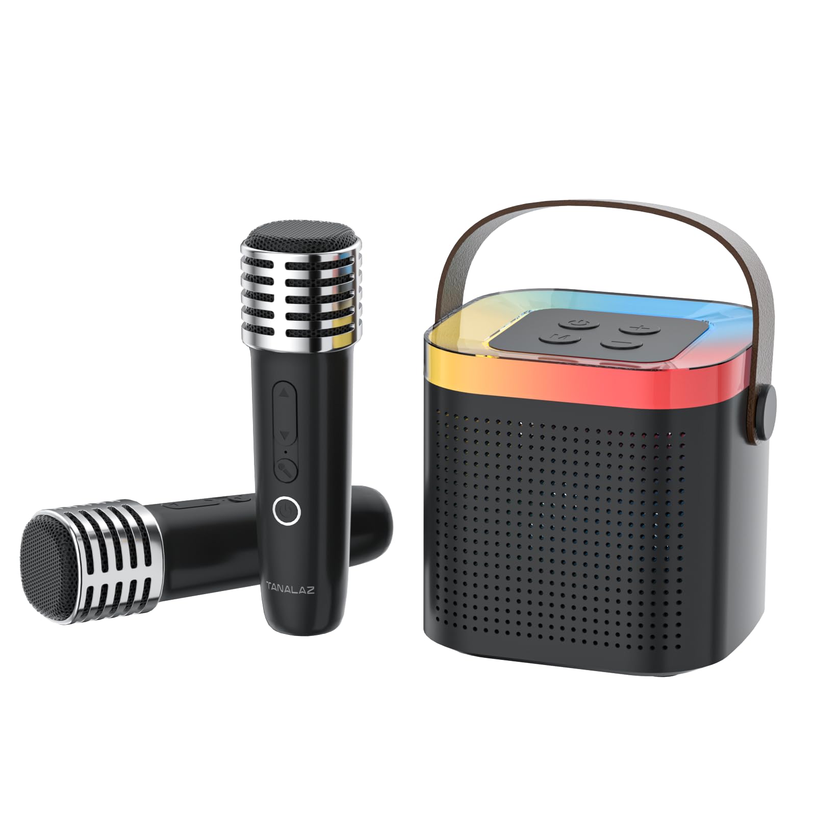 Macchina Karaoke con 2 Microfono Wireless e Base, Aggiornato Cassa Bluetooth con Microfoni, Karaoke Macchina per Bambini con Luci LED ed Effetti Voce, Regalo per 3-12 Anni Bambini Adulti