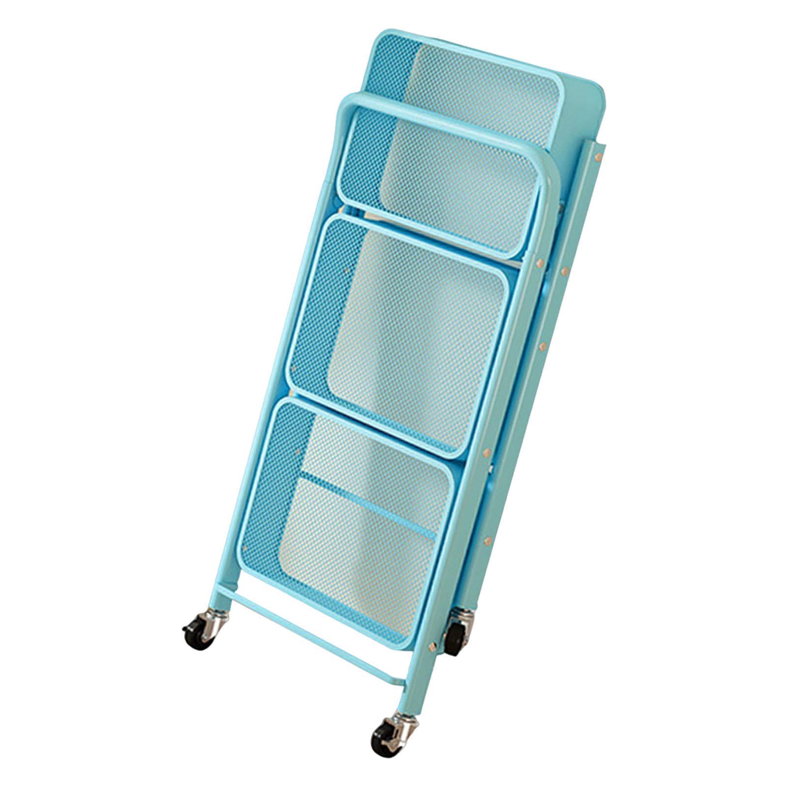 3 Tier Rolling Cart Foldable Utility Shelf Rack for Bathroom Bedroom Kitchen Blue|Home & Garden|Kitchen, Dining & Bar|Kitchen Storage & Organization|Racks & Holders-image-28