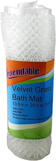 Dependable Industries inc. Essentials Grass Textured Spa Quality Foot Scrubber Bath Mat Bathroom Tub & Bath Mat Anti-Slip 24.5" x 13.5" Clear
