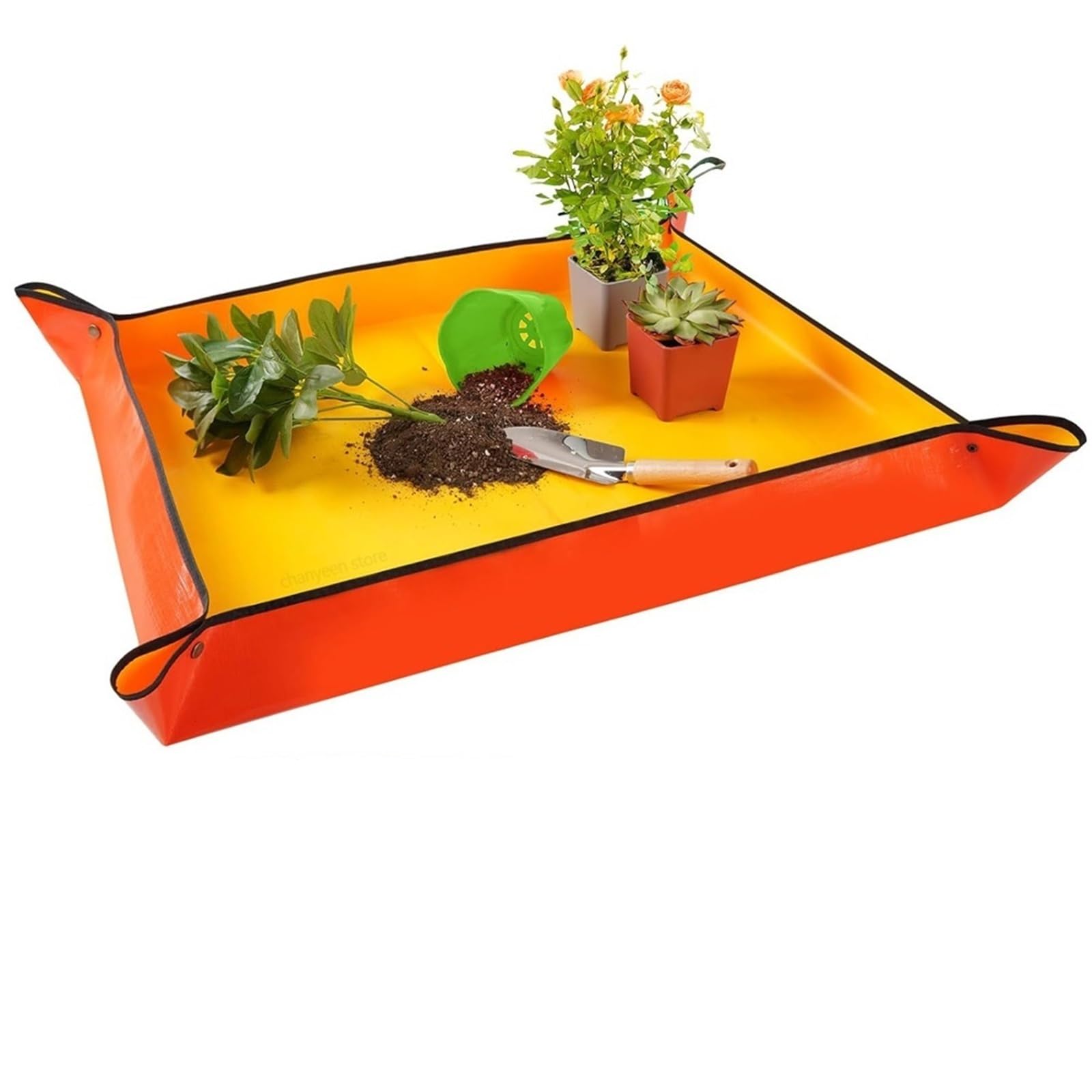 YXINAER Plant Repotting Mat Foldable Waterproof Planting Mat Garden Potting Pad for Plant Flower Pot Transplanting Farm Bonsai Gardening Tools and Equipment(66x66cm)