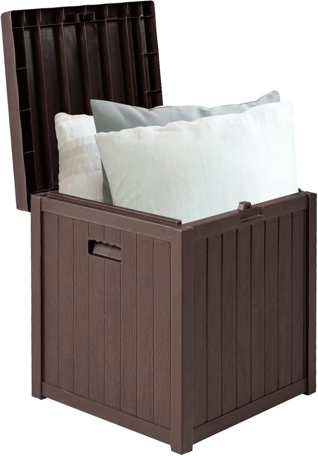 Omelaza 51 Gallon Outdoor Deck Storage Box, Resin Multi-purpose Storage Bins with Lid, Indoor/Outdoor Storage Container, Ideal for Patio Furniture, Pool Accessories, Toys, Gardening Tools - Brown